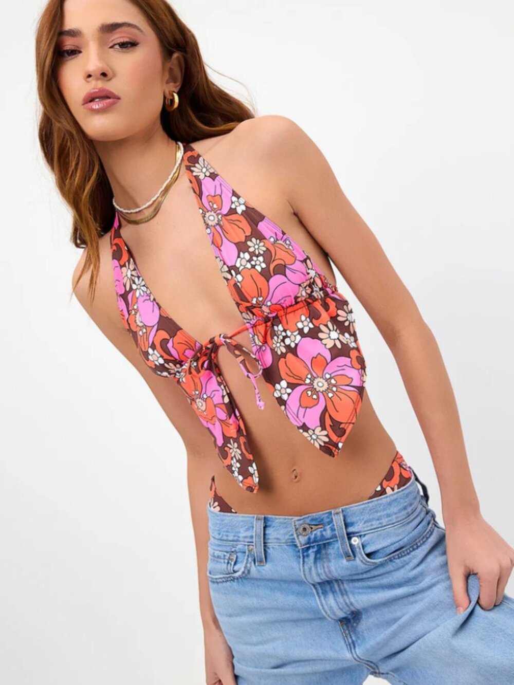 Harper Halter Floral Bikini Top